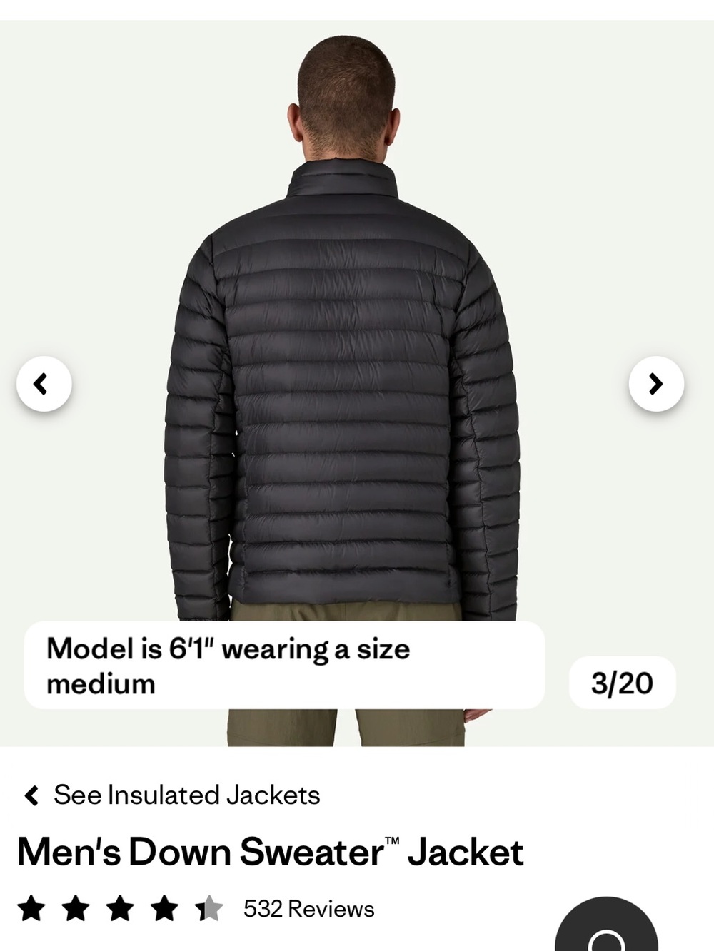 Patagonia Men's Down Sweater Jacket - Black - Picture 2 of 6